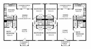 HPG-1364-1: Three Bedroom Duplex - House Plan Gallery